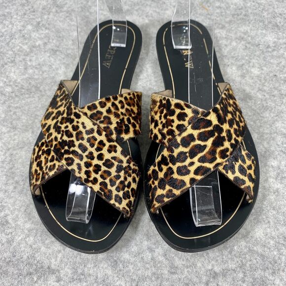 J Crew Cypress Leopard Print Calf Hair Slide Sandals Womens‎ Size 8 - Picture 3 of 9